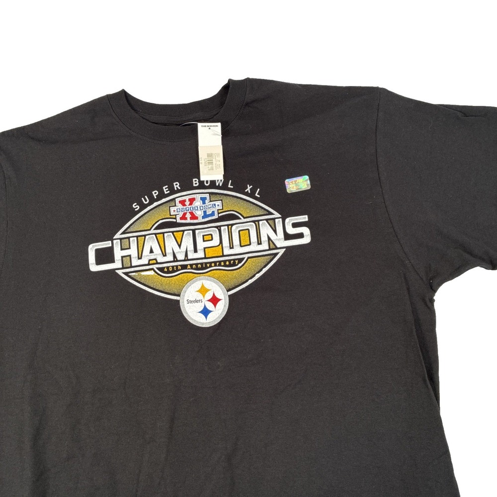 Vtg Y2K Reebok Pittsburgh Steelers Super Bowl XL Champs T-Shirt Size XL‎ NWT